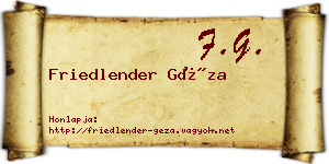 Friedlender Géza névjegykártya